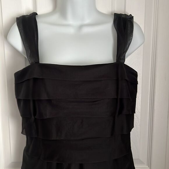 EVAN PICONE 100% SILK BLACK TIERED COCKTAIL DRESS SIZE 4 (fits more 4-6) - Picture 2 of 15